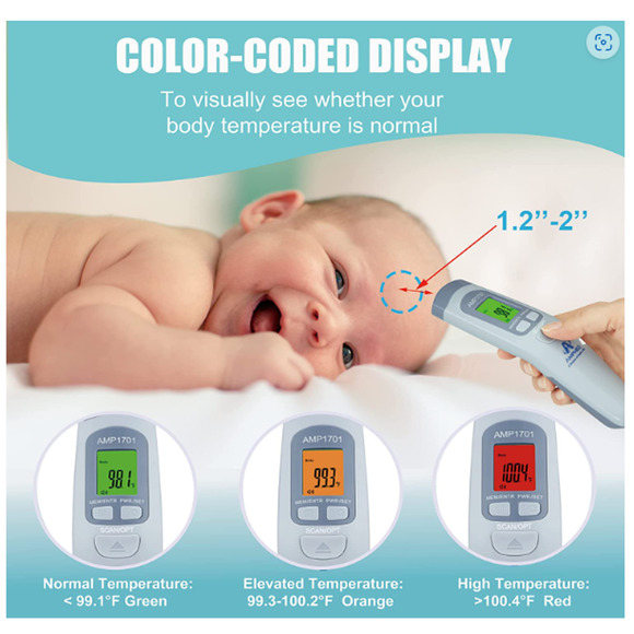 AMPMED Non-Contact Digital Infrared Forehead Thermometer - Picture 4 of 4